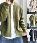 2024 Spring New Light Luxury Fashion Cardigan Men Knitted Sweater Round Neck Jacket Loose Sweater Coat Boutique DressSimpleStyle