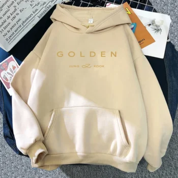 JungKook Golden felpa con cappuccio donna estetica in piedi accanto a te felpe con cappuccio Album Unisex lettera stampa pullover dorati felpe corea